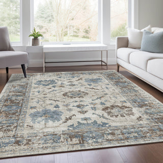 Piper Looms Chantille Border ACN1976 Putty Machine Washable Area Rug Lifestyle Image Feature
