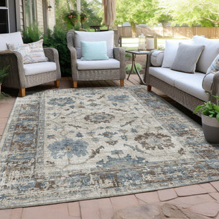 Piper Looms Chantille Border ACN1976 Putty Machine Washable Area Rug Outdoor Lifestyle Image Feature