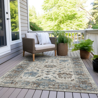 Piper Looms Chantille Border ACN1976 Putty Machine Washable Area Rug Outdoor Lifestyle Image Feature