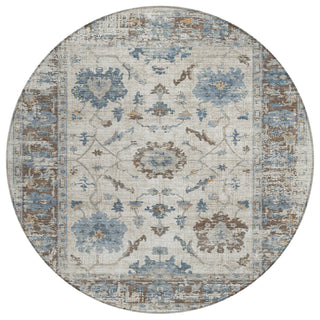 Piper Looms Chantille Border ACN1976 Putty Machine Washable Area Rug Round Main Image