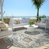 Piper Looms Chantille Border ACN1976 Putty Machine Washable Area Rug Round Outdoor Lifestyle Image Feature