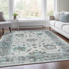 Piper Looms Chantille Border ACN1976 Teal Machine Washable Area Rug Lifestyle Image Feature