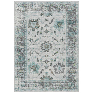 Piper Looms Chantille Border ACN1976 Teal Machine Washable Area Rug main image