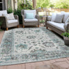 Piper Looms Chantille Border ACN1976 Teal Machine Washable Area Rug Outdoor Lifestyle Image Feature