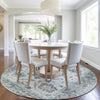 Piper Looms Chantille Border ACN1976 Teal Machine Washable Area Rug Round Lifestyle Image Feature