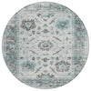Piper Looms Chantille Border ACN1976 Teal Machine Washable Area Rug Round Main Image