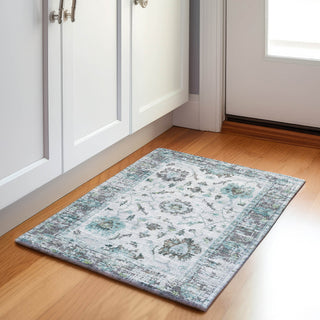 Piper Looms Chantille Border ACN1976 Teal Machine Washable Area Rug Scatter Lifestyle Image Feature