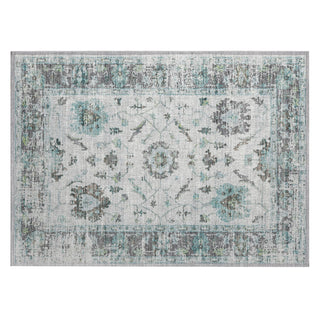 Piper Looms Chantille Border ACN1976 Teal Machine Washable Area Rug Scatter Main Image