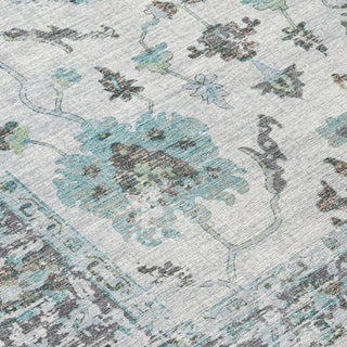 Piper Looms Chantille Border ACN1976 Teal Machine Washable Area Rug Swatch Image