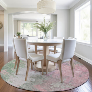 Piper Looms Chantille Abstract ACN1977 Blush Machine Washable Area Rug Round Lifestyle Image Feature