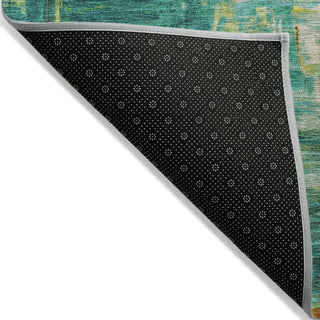 Piper Looms Chantille Abstract ACN1977 Green Machine Washable Area Rug Backing Image