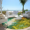 Piper Looms Chantille Abstract ACN1977 Green Machine Washable Area Rug Round Outdoor Lifestyle Image Feature