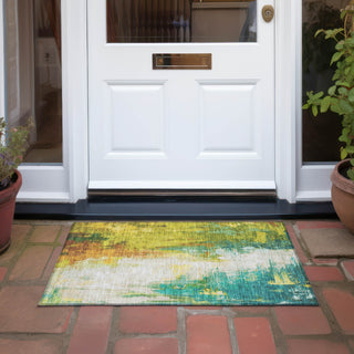 Piper Looms Chantille Abstract ACN1977 Green Machine Washable Area Rug Scatter Outdoor Lifestyle Image Feature
