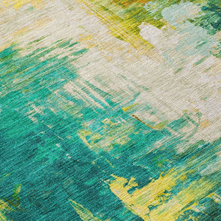 Piper Looms Chantille Abstract ACN1977 Green Machine Washable Area Rug Swatch Image