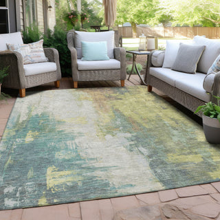 Piper Looms Chantille Abstract ACN1977 Seafoam Machine Washable Area Rug Outdoor Lifestyle Image Feature