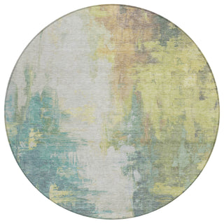 Piper Looms Chantille Abstract ACN1977 Seafoam Machine Washable Area Rug Round Main Image