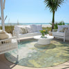 Piper Looms Chantille Abstract ACN1977 Seafoam Machine Washable Area Rug Round Outdoor Lifestyle Image Feature