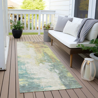 Piper Looms Chantille Abstract ACN1977 Seafoam Machine Washable Area Rug Runner Outdoor Lifestyle Image Feature
