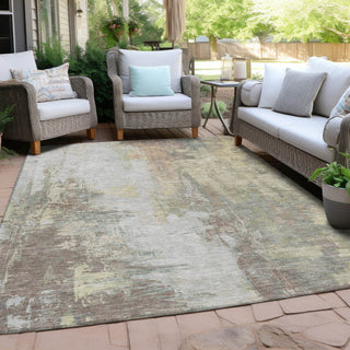 Piper Looms Chantille Abstract ACN1977 Tan Machine Washable Area Rug Outdoor Lifestyle Image Feature