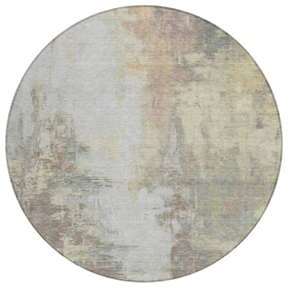 Piper Looms Chantille Abstract ACN1977 Tan Machine Washable Area Rug Round Main Image