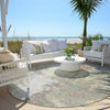 Piper Looms Chantille Abstract ACN1977 Tan Machine Washable Area Rug Round Outdoor Lifestyle Image Feature