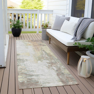 Piper Looms Chantille Abstract ACN1977 Tan Machine Washable Area Rug Runner Outdoor Lifestyle Image Feature