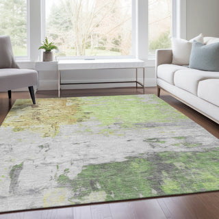 Piper Looms Chantille Abstract ACN1978 Aloe Machine Washable Area Rug Lifestyle Image Feature