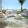 Piper Looms Chantille Abstract ACN1978 Aloe Machine Washable Area Rug Round Outdoor Lifestyle Image Feature