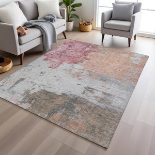 Piper Looms Chantille Abstract ACN1978 Salmon Machine Washable Area Rug Lifestyle Image Feature