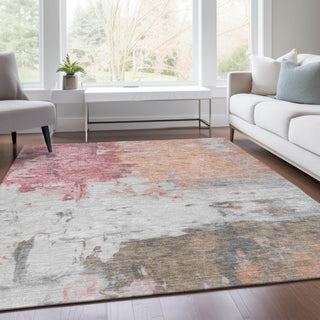 Piper Looms Chantille Abstract ACN1978 Salmon Machine Washable Area Rug Lifestyle Image Feature