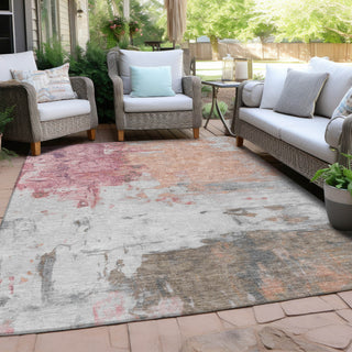 Piper Looms Chantille Abstract ACN1978 Salmon Machine Washable Area Rug Outdoor Lifestyle Image Feature