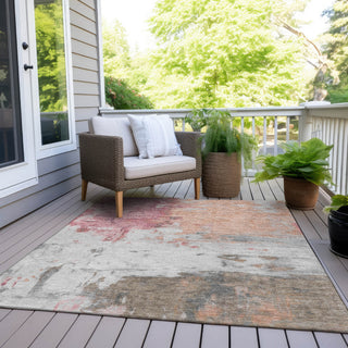 Piper Looms Chantille Abstract ACN1978 Salmon Machine Washable Area Rug Outdoor Lifestyle Image Feature