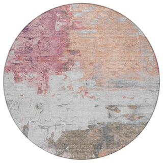Piper Looms Chantille Abstract ACN1978 Salmon Machine Washable Area Rug Round Main Image