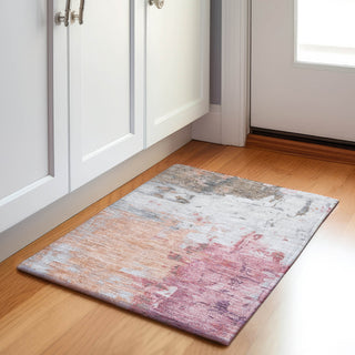 Piper Looms Chantille Abstract ACN1978 Salmon Machine Washable Area Rug Scatter Lifestyle Image Feature