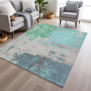 Piper Looms Chantille Abstract ACN1978 Teal Machine Washable Area Rug Lifestyle Image Feature