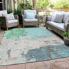 Piper Looms Chantille Abstract ACN1978 Teal Machine Washable Area Rug Outdoor Lifestyle Image Feature