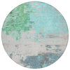 Piper Looms Chantille Abstract ACN1978 Teal Machine Washable Area Rug Round Main Image