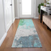 Piper Looms Chantille Abstract ACN1978 Teal Machine Washable Area Rug Runner Lifestyle Image Feature
