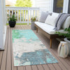 Piper Looms Chantille Abstract ACN1978 Teal Machine Washable Area Rug Runner Outdoor Lifestyle Image Feature