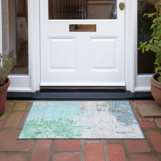 Piper Looms Chantille Abstract ACN1978 Teal Machine Washable Area Rug Scatter Outdoor Lifestyle Image Feature