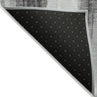 Piper Looms Chantille Abstract ACN1979 Black Machine Washable Area Rug Backing Image