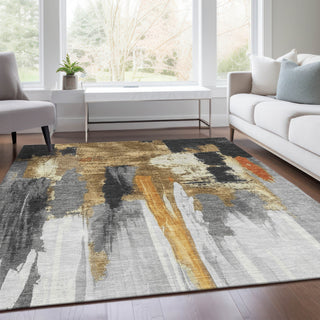 Piper Looms Chantille Abstract ACN1979 Black Machine Washable Area Rug Lifestyle Image Feature