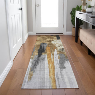 Piper Looms Chantille Abstract ACN1979 Black Machine Washable Area Rug Runner Lifestyle Image Feature