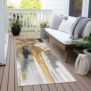 Piper Looms Chantille Abstract ACN1979 Black Machine Washable Area Rug Runner Outdoor Lifestyle Image Feature