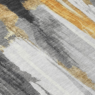 Piper Looms Chantille Abstract ACN1979 Black Machine Washable Area Rug Swatch Image