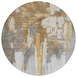 Piper Looms Chantille Abstract ACN1979 Ivory Machine Washable Area Rug Round Main Image