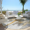 Piper Looms Chantille Abstract ACN1979 Ivory Machine Washable Area Rug Round Outdoor Lifestyle Image Feature
