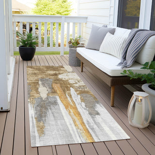 Piper Looms Chantille Abstract ACN1979 Ivory Machine Washable Area Rug Runner Outdoor Lifestyle Image Feature