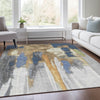 Piper Looms Chantille Abstract ACN1979 Navy Machine Washable Area Rug Lifestyle Image Feature