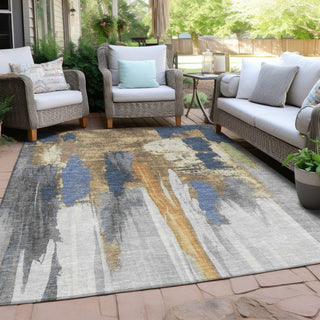 Piper Looms Chantille Abstract ACN1979 Navy Machine Washable Area Rug Outdoor Lifestyle Image Feature